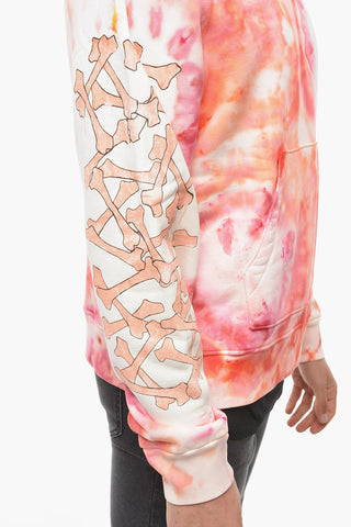 Tie-dye Effect Hoodie Sweatshirt with Logo Print
