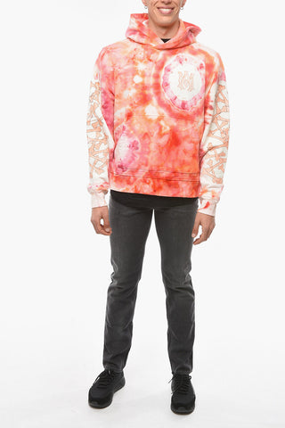 Tie-dye Effect Hoodie Sweatshirt with Logo Print