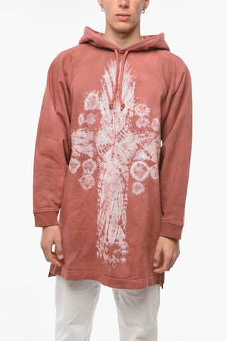 Felpa Hoodie ROSE in Cotone Garzato con Stampa Tie Dye