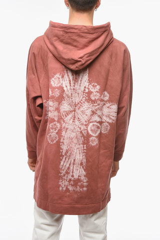 Felpa Hoodie ROSE in Cotone Garzato con Stampa Tie Dye