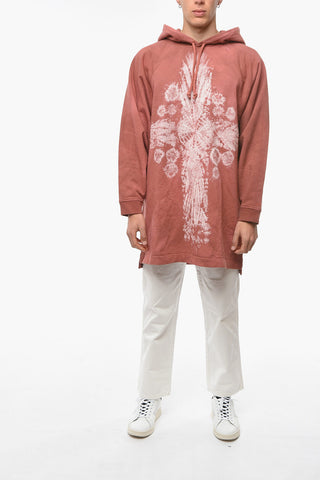 Felpa Hoodie ROSE in Cotone Garzato con Stampa Tie Dye