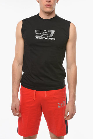 EMPORIO EA7 T-shirt Smanicata con Logo in Rilievo