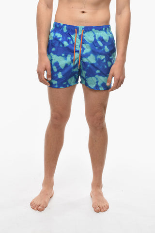 Acid Wash Effect Two-Tone Swim Shorts