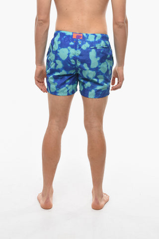 Acid Wash Effect Two-Tone Swim Shorts