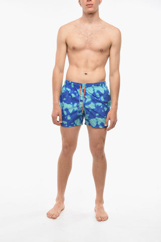 Acid Wash Effect Two-Tone Swim Shorts