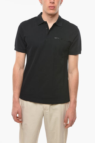 EMPORIO RACING Cotton-piquet Polo T-shirt with Lettering Logo
