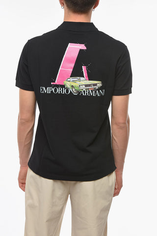 EMPORIO RACING Cotton-piquet Polo T-shirt with Lettering Logo