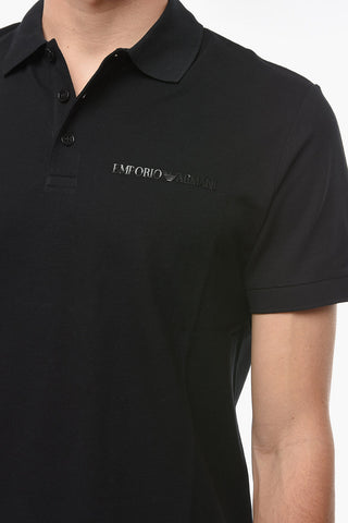 EMPORIO RACING Cotton-piquet Polo T-shirt with Lettering Logo