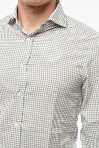 Slim-fitting Cotton Shirt in Gingham-check Motif
