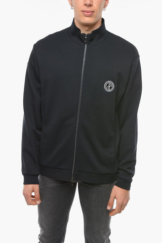 Zip-up Turtleneck Sweatshirt with Logo Patch