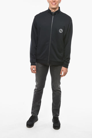 Zip-up Turtleneck Sweatshirt with Logo Patch