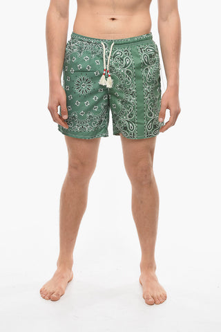Paisley Motif Swim Shorts with 3 Pockets