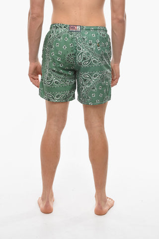 Paisley Motif Swim Shorts with 3 Pockets