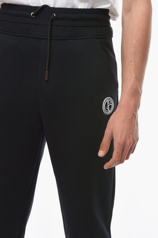Drawstringed Joggers with Front Logo Patch