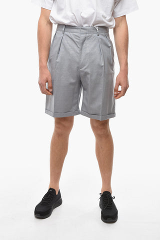Wool Shimmering Shorts with Pleats