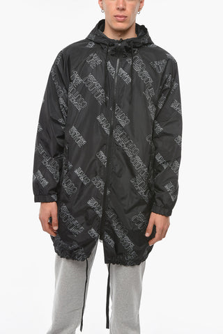 JEANS COUTURE Reversible Hoodie Windbreaker jacket with Logo Print
