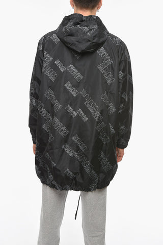 JEANS COUTURE Reversible Hoodie Windbreaker jacket with Logo Print