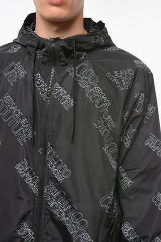 JEANS COUTURE Reversible Hoodie Windbreaker jacket with Logo Print