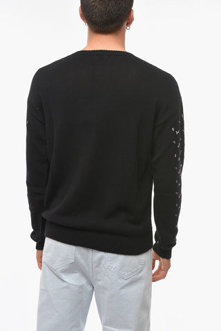 Maglia Girocollo con Bandana a Contrasto Ricamata