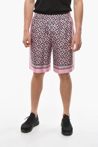 Silk Shorts with Elasticated Waistband and LA GRECA Print
