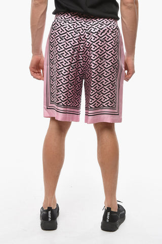 Silk Shorts with Elasticated Waistband and LA GRECA Print