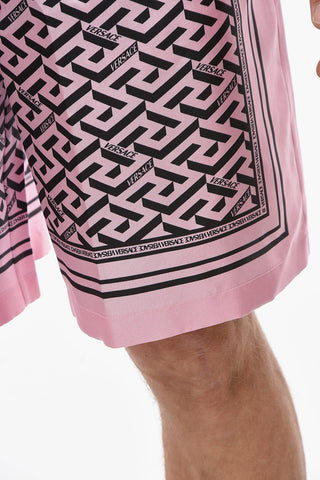 Silk Shorts with Elasticated Waistband and LA GRECA Print