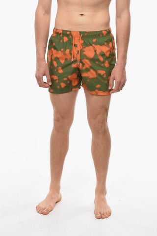 Acid Wash Effect Two-Tone Swim Shorts