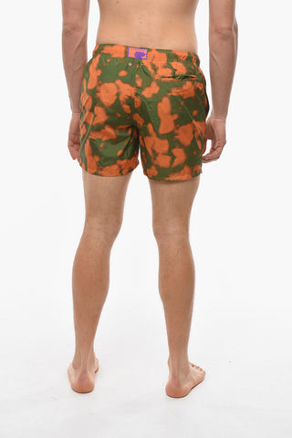 Acid Wash Effect Two-Tone Swim Shorts