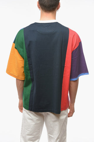 Crew Neck COLOR BLOCK Printed Emblem T-Shirt
