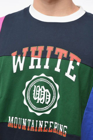 Crew Neck COLOR BLOCK Printed Emblem T-Shirt