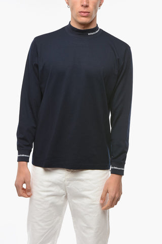 T-Shirt a Maniche Lunghe con Polsini e Colletto Logato