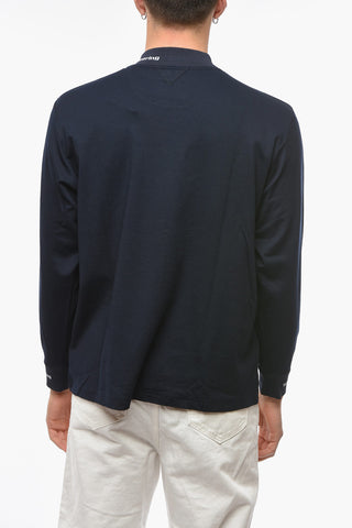 T-Shirt a Maniche Lunghe con Polsini e Colletto Logato