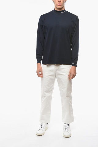 T-Shirt a Maniche Lunghe con Polsini e Colletto Logato