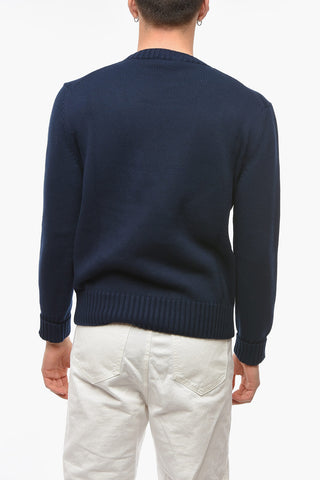 Pullover Girocollo in Cotone con Maxi Logo