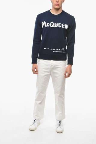 Pullover Girocollo in Cotone con Maxi Logo