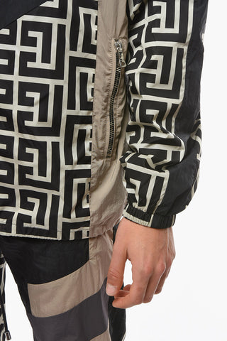 Hoodie Windbreaker Jacket with Monogram and Zipped Pockets