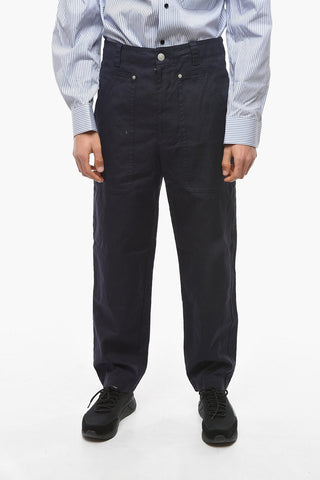 Linen-blend KHAREL cargo Trousers with Straight Leg