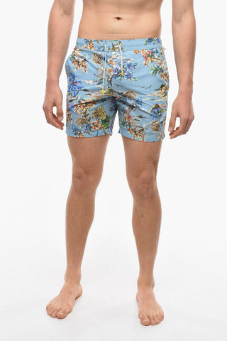 Printed 3 Pockets Nylon Swim Shorts