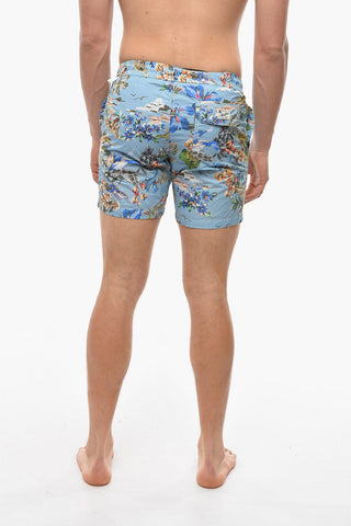 Printed 3 Pockets Nylon Swim Shorts
