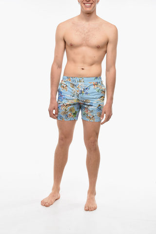 Printed 3 Pockets Nylon Swim Shorts