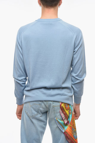 Crew-neck Sweather with Ton-sur-ton Medusa Embroidery