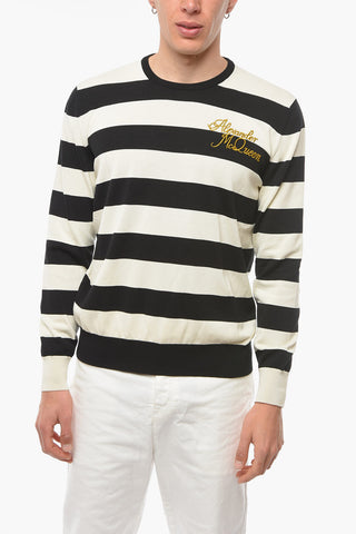 Maglia in Cotone a Righe Awning con Logo Ricamato