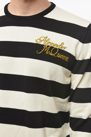 Maglia in Cotone a Righe Awning con Logo Ricamato