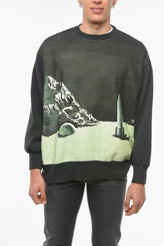 Oversized Crew-neck Sweatshirt with Graphic Print