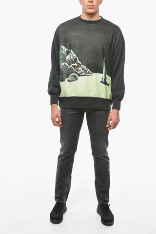 Oversized Crew-neck Sweatshirt with Graphic Print