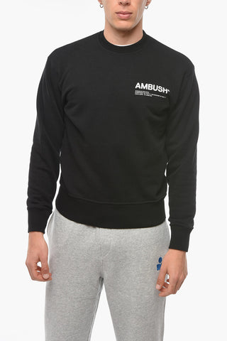 Brushed Cotton Crewneck Sweatshirt With Printed Logo
