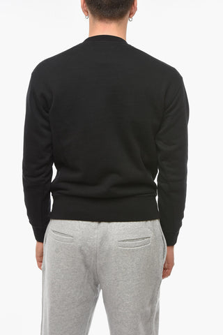Brushed Cotton Crewneck Sweatshirt With Printed Logo