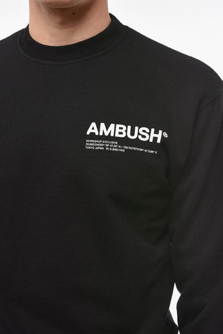 Brushed Cotton Crewneck Sweatshirt With Printed Logo