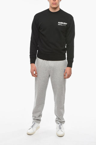 Brushed Cotton Crewneck Sweatshirt With Printed Logo