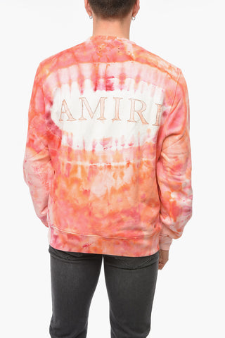 Crew-neck Sweatshirt with Tie-dye Effect